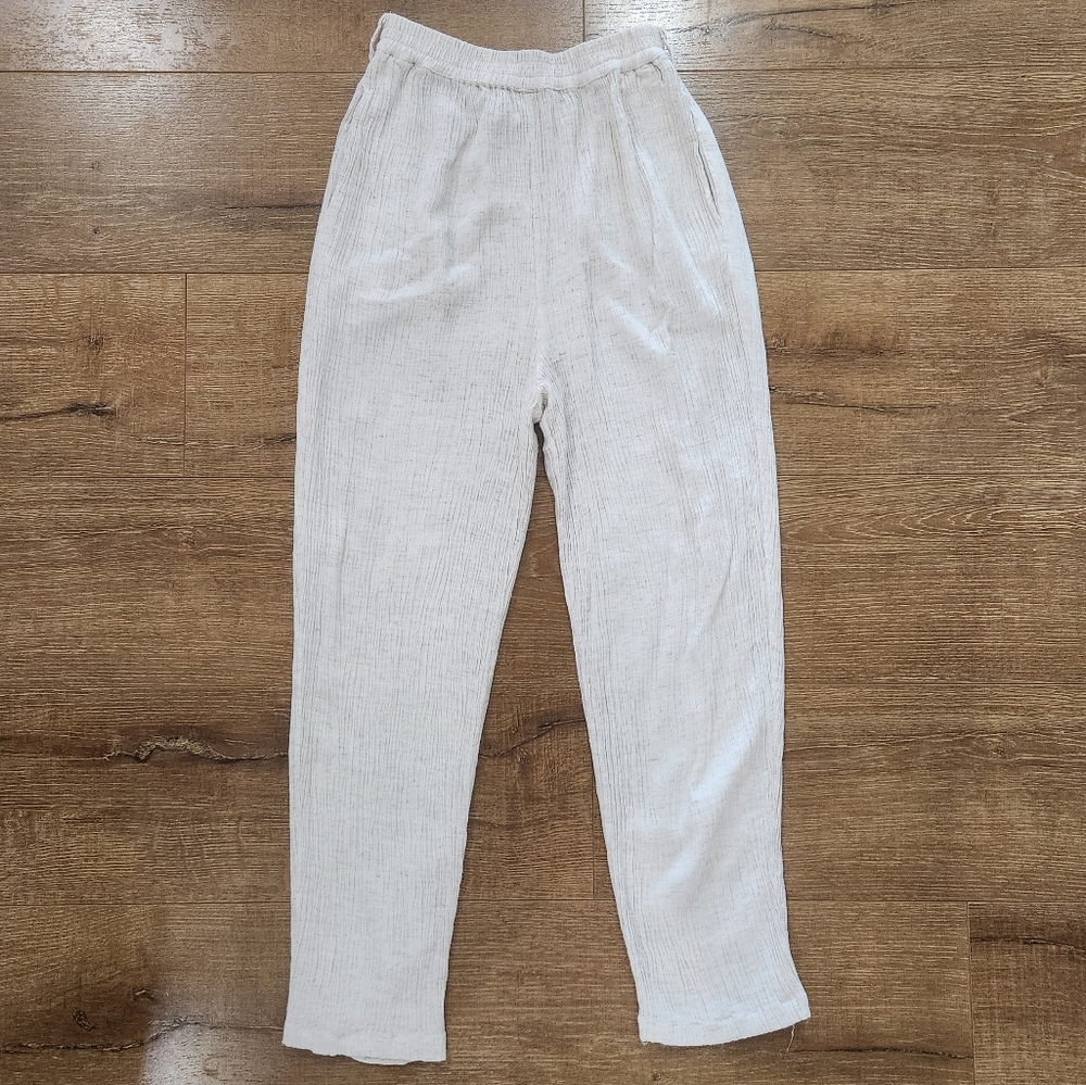 Vintage Freestyle women's linen elastic pull on pants size small casual vacation